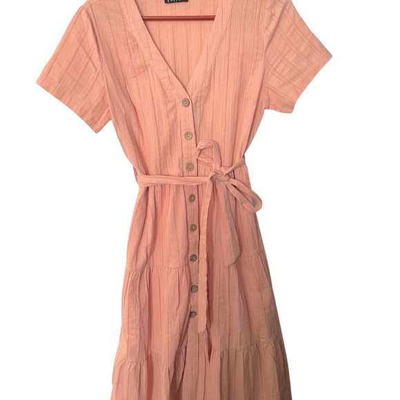 Wren and Ivory peach tie and button down dress size small - Picture 2 of 3